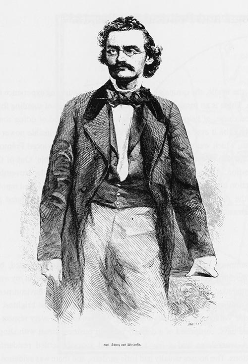 Carl Schurz (1829–1906). Stahlstich um 1860. Foto: Staatsarchiv Freiburg