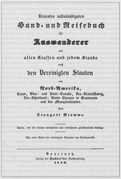 Auswanderungshandbuch von Traugott Bromme aus dem Jahr 1846. Foto: Staatsarchiv Freiburg