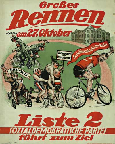 Wahlplakat der SPD zur Landtagswahl 1929 mit dem Badischen Ständehaus im Hintergrund. Foto: Stadtarchiv Karlsruhe