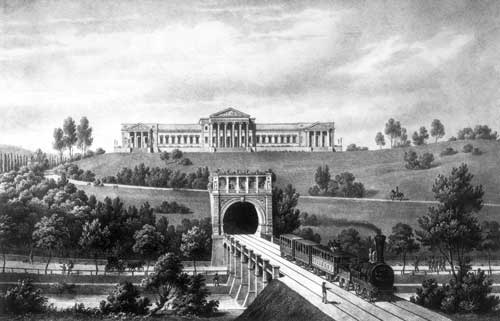 Auch eine „Königslandschaft“ ist nicht sakrosankt: Seit 1846 fährt unter Schloss Rosenstein die Eisenbahn, das „Schwungrad des Fortschritts im 19. Jahrhundert. Foto: LMZ Baden-Württemberg