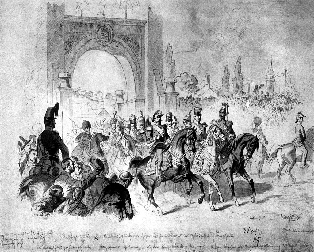 Wilhelm und Napoleon III. besuchen das Cannstatter Volksfest 1846