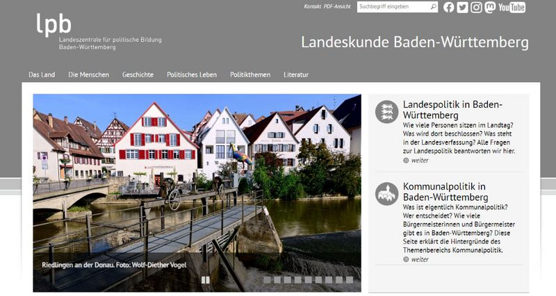 Grafik: Startseite der Internet·seite über Baden-Württemberg