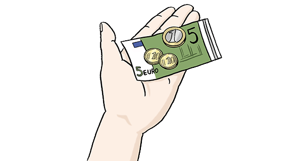 Grafik: offene Hand mit Geld