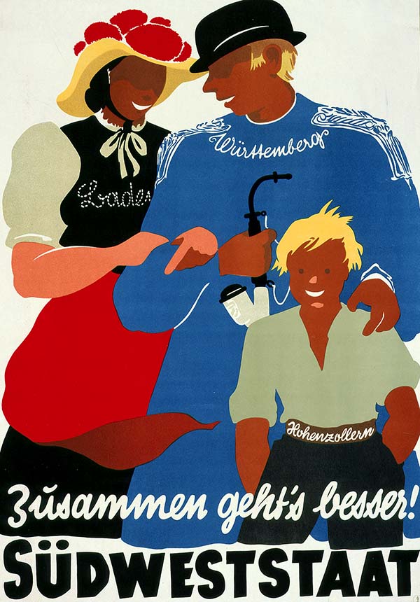 Plakat für den Südweststaat, 1951. Quelle: LABW, Staatsarchiv Sigmaringen