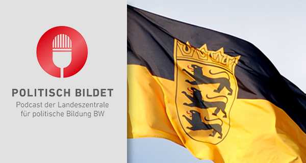 Podcast POLITISCH BILDET der Landeszentrale für politische Bildung BW. Baden-Württemberg Flagge. Foto: Adobe Stock | Jens Hilberger
